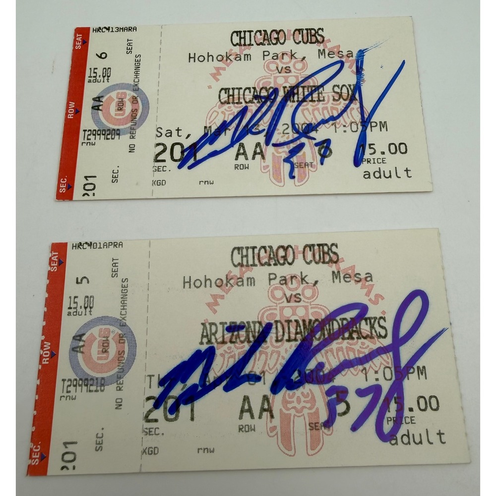 Mike Remlinger Signed Chicago Cubs 2004 Spring Training Ticket Stubs Lot of 2
